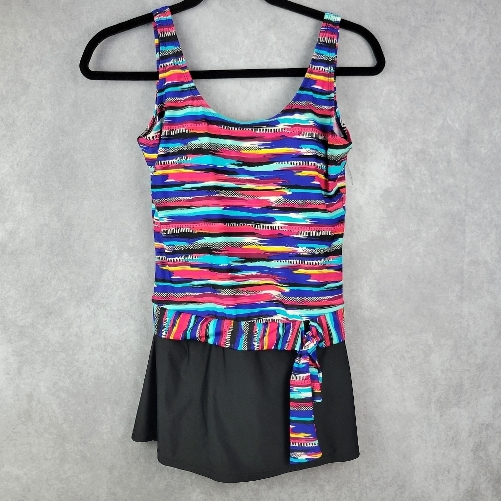 Alisha Levine Swimdress Women's ‎ Candy Stripe Scoopneck One-Piece Swim Size 10